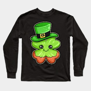 Shamrock Wearing Red Beard and Green Hat For Saint Paddys Long Sleeve T-Shirt